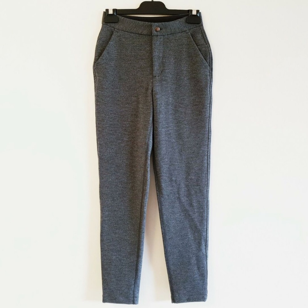 Lululemon Grey Marle Ponte High Waist Zip Fly Slim Fit Dress Pants